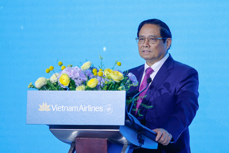 Thủ tướng Phạm Minh Chính đánh giá cao vai trò, nỗ lực của Vietnam Airlines trong quan hệ giữa Việt Nam - Hàn Quốc - Ảnh: VNA