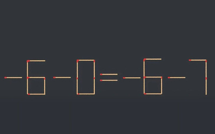 Thử tài IQ: Di chuyển một que diêm để -6-0=-6-7 thành phép tính đúng