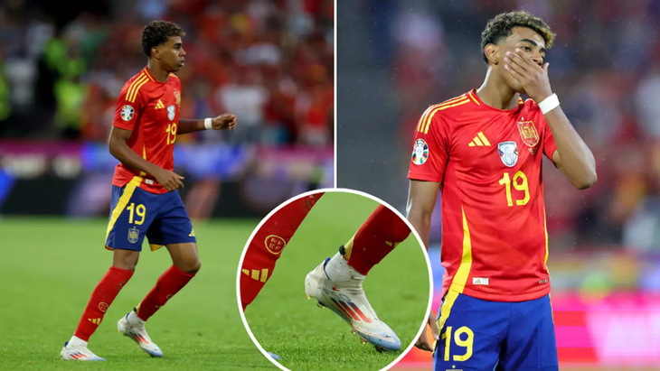 Lamine Yamal của tuyển Tây Ban Nha mang giày in cờ của Guinea Xích Đạo và Morocco tại Euro 2024