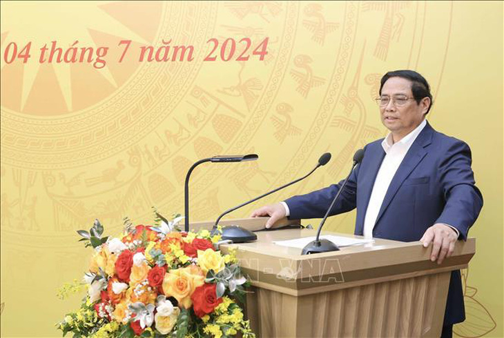 Thủ tướng Phạm Minh Chính phát biểu tại hội nghị - Ảnh: TTXVN