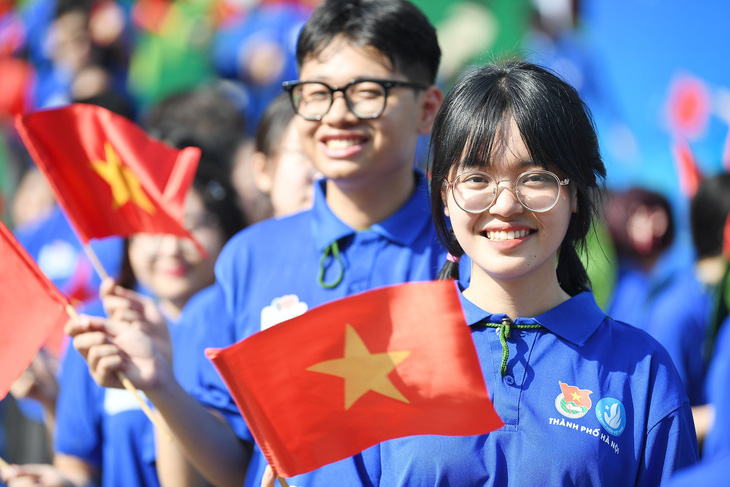 Sinh viên thủ đô Hà Nội tham gia lễ xuất quân chiến dịch sinh viên tình nguyện Mùa hè xanh năm 2024 - Ảnh: DƯƠNG TRIỀU