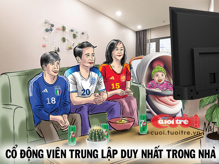 Cổ động viên trung lập duy nhất trong nhà - Tranh: Đỗ Minh Tuấn 