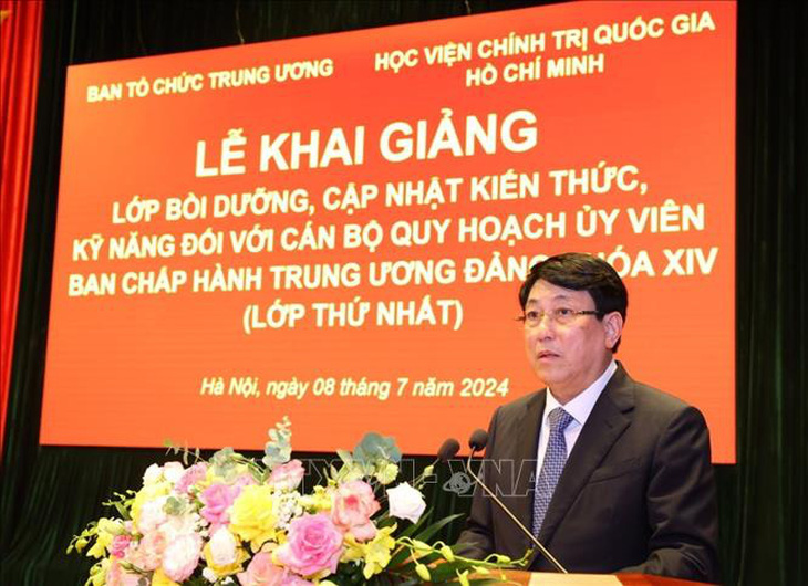 Thường trực Ban Bí thư Lương Cường phát biểu chỉ đạo lớp học - Ảnh: TTXVN