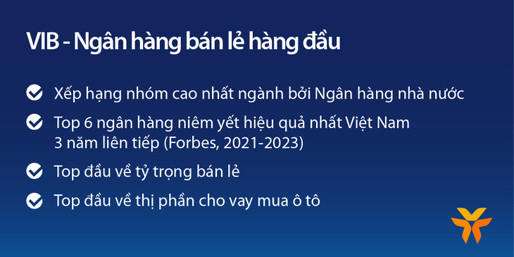 VIB luôn nằm trong top ngân hàng bán lẻ hàng đầu Việt Nam