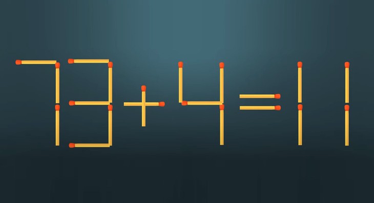 Thử tài IQ: Di chuyển một que diêm để 73+4=11 thành phép tính đúng- Ảnh 1.