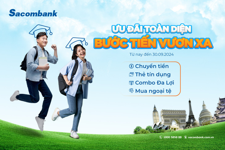 Sacombank miễn 100% phí chuyển tiền du học - Ảnh: STB