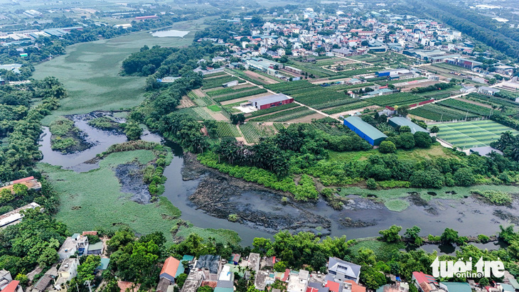 Sông Đáy có nhiều đoạn gần như ngừng chảy (ảnh chụp tại địa phận xã Yên Sơn, huyện Quốc Oai, Hà Nội) - Ảnh: DANH KHANG