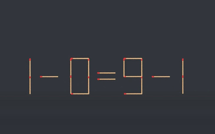 Thử tài IQ: Di chuyển một que diêm để 1-0=9-1 thành phép tính đúng