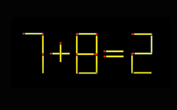 Thử tài IQ: Di chuyển một que diêm để 7+8=2 thành phép tính đúng