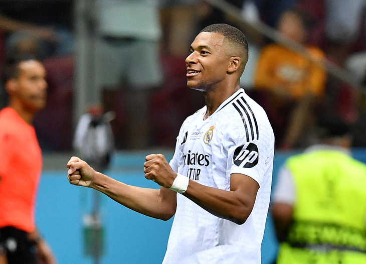 Mbappe ghi bàn giúp Real Madrid đoạt Siêu cúp châu Âu 2024- Ảnh 1.