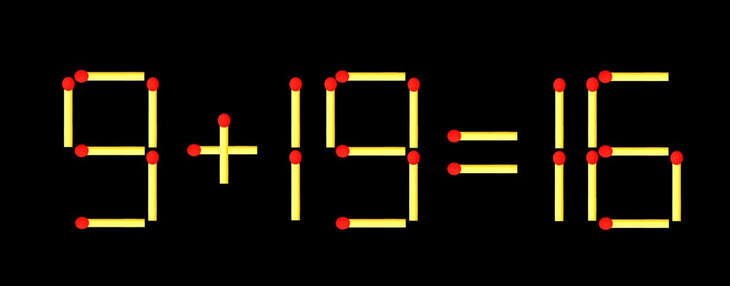 Thử tài IQ: Di chuyển một que diêm để 9+19=16 thành phép tính đúng - Ảnh 1.