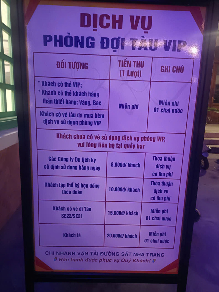 Đường sắt Nha Trang nói gì chuyện tàu chậm chuyến còn thu 20.000 đồng ngồi phòng VIP? - Ảnh 1.