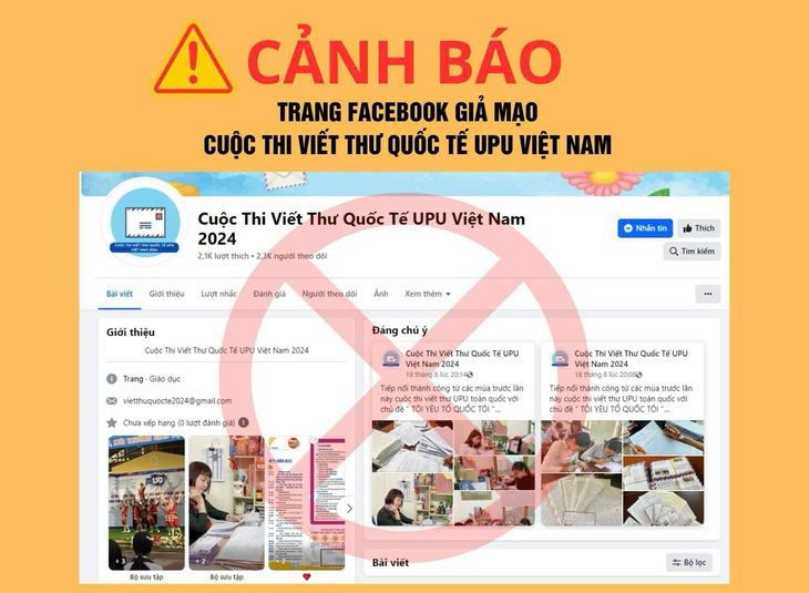 Cảnh báo về trang fanpage giả mạo Cuộc thi Viết thư quốc tế UPU tại Việt Nam - Ảnh 1.