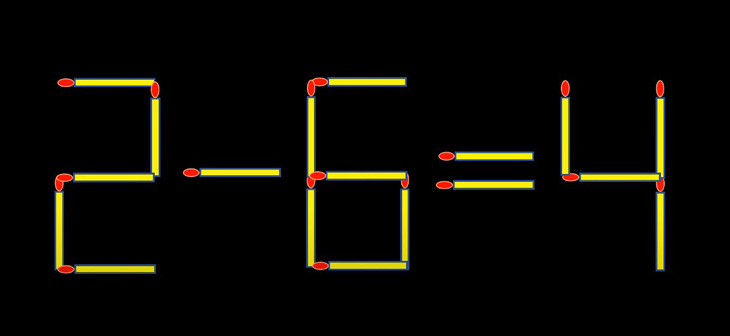 Thử tài IQ: Di chuyển hai que diêm để 2-6=4 thành phép tính đúng - Ảnh 1.