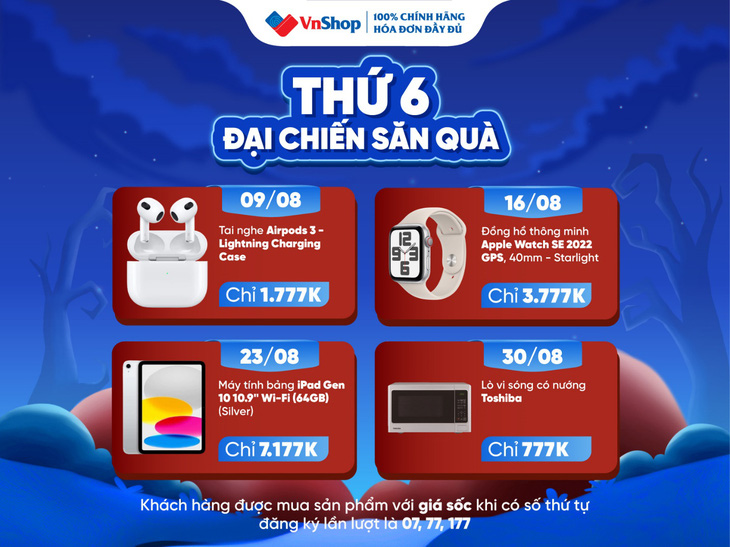 Ưu đãi ‘giá sốc’ cho khách hàng mua sắm VnShop trên app ngân hàng trong tháng 8