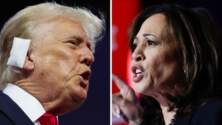 Cựu tổng thống Mỹ Donald Trump và Phó tổng thống Mỹ Kamala Harris - Ảnh: REUTERS