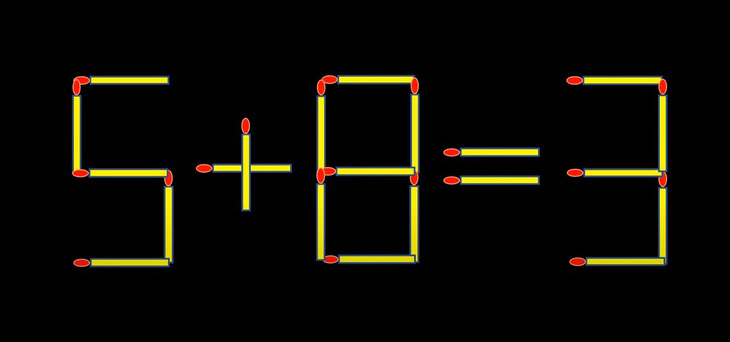 Thử tài IQ: Di chuyển một que diêm để 5+8=3 thành phép tính đúng - Ảnh 1.