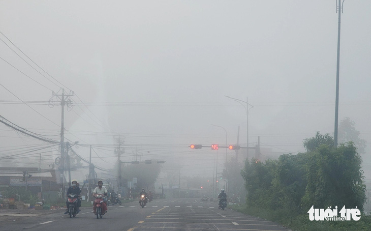 Tại Tiền Giang, nhiều huyện, thị ở tỉnh này chìm trong sương mù - Ảnh: HOÀI THƯƠNG