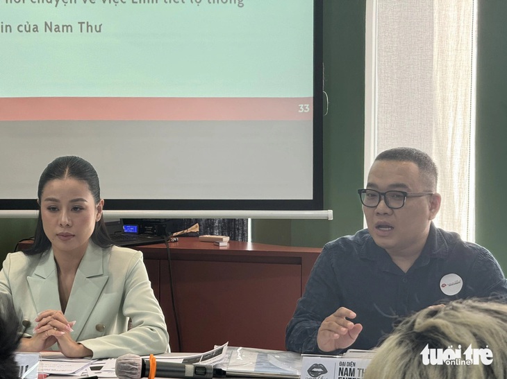 Diễn viên Nam Thư tố cáo quán cơm dùng hình ảnh trái phép- Ảnh 1. Diễn viên Nam Thư (bên trái) trong lần gặp gỡ báo chí gần đây - Ảnh: LEO NGUYỄN