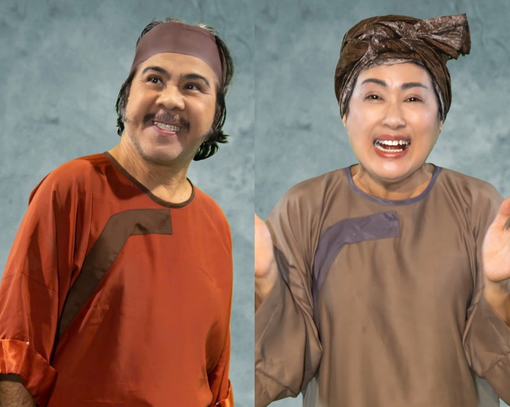 Nghệ sĩ Bạch Long (trái) và nghệ sĩ Thanh Thủy vai ba mẹ của cu Sắn Nghệ sĩ Bạch Long (trái) và nghệ sĩ Thanh Thủy vai ba mẹ của Cu Sắn