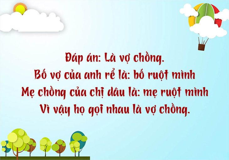 Bố vợ của anh rể gọi mẹ chồng của chị dâu là gì? - Ảnh 1.