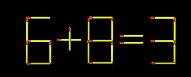 Thử tài IQ: Di chuyển một que diêm để 6+8=3 thành phép tính đúng - Ảnh 1.