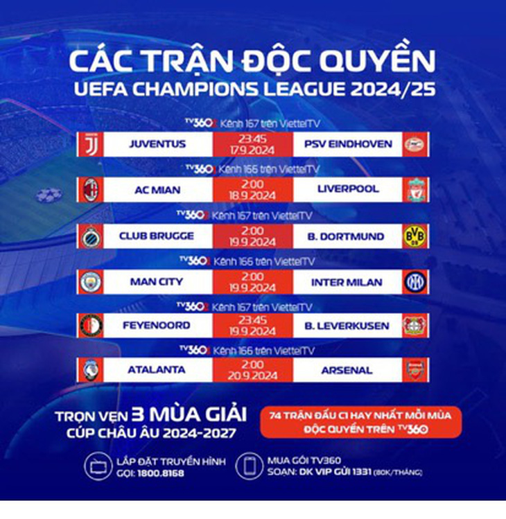 Đại tiệc Champion League trở lại trên TV360 cùng hệ gói cước mới siêu hấp dẫn - Ảnh 4.