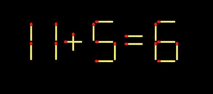 Thử tài IQ: Di chuyển một que diêm để 11+5=6 thành phép tính đúng - Ảnh 1.