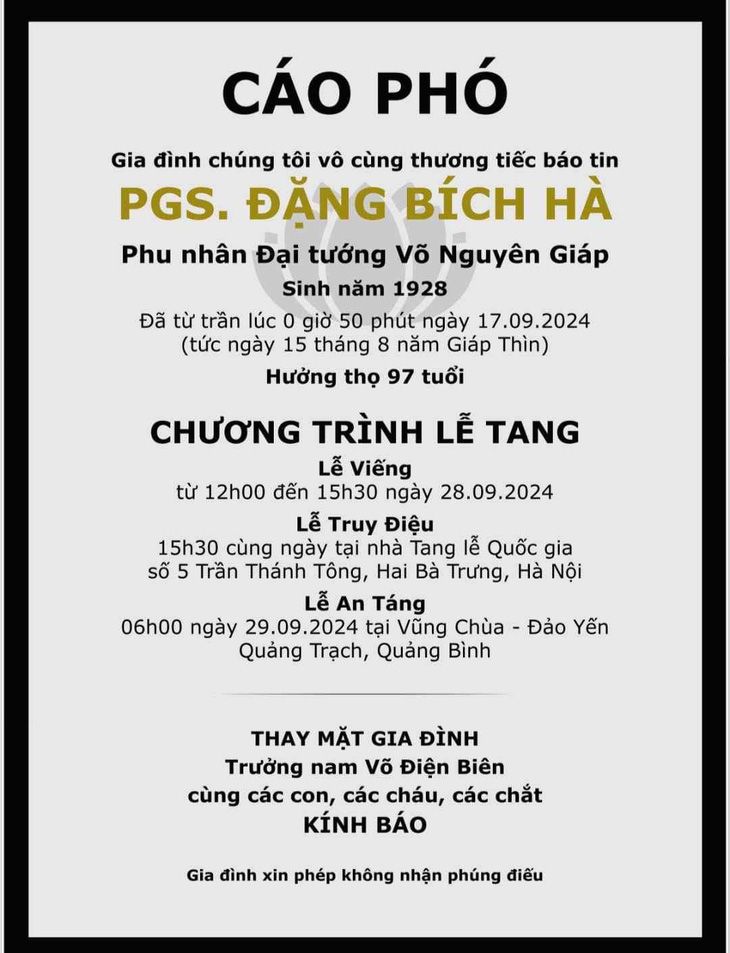 Bà Đặng Bích Hà sẽ an nghỉ tại Vũng Chùa - Đảo Yến, bên cạnh Đại tướng Võ Nguyên Giáp - Ảnh 7.