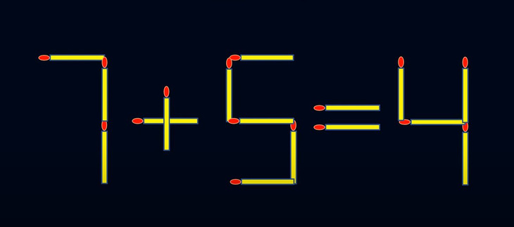 Thử tài IQ: Di chuyển một que diêm để 7+5=4 thành phép tính đúng - Ảnh 1.