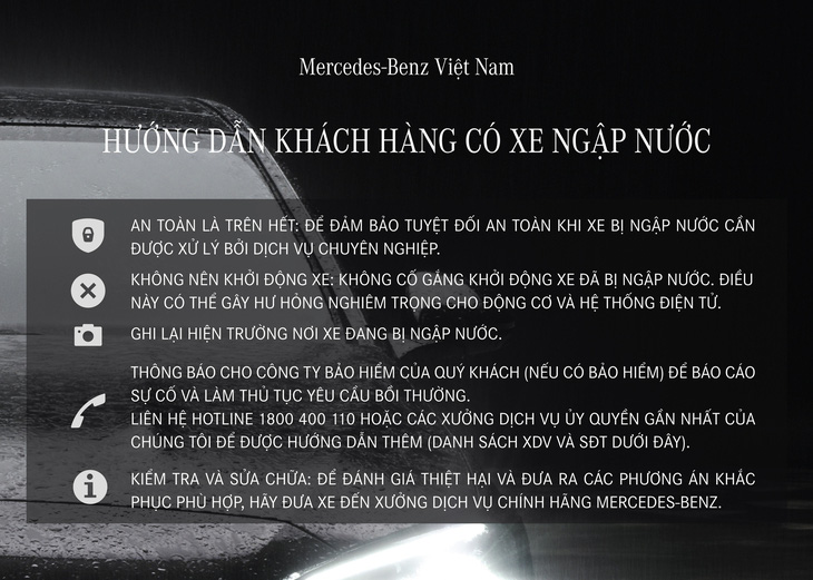 Mercedes-Benz Việt Nam mở rộng chương trình dịch vụ cho chủ xe ngập nước sau bão Yagi - Ảnh 2.