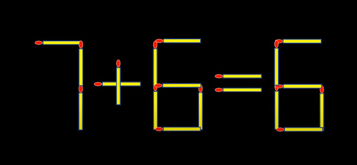 Thử tài IQ: Di chuyển hai que diêm để 7+6=6 thành phép tính đúng - Ảnh 1.