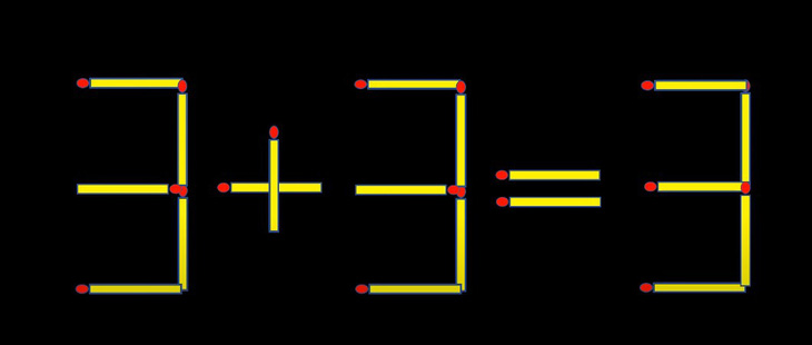 Thử tài IQ: Di chuyển hai que diêm để 3+3=3 thành phép tính đúng - Ảnh 1.