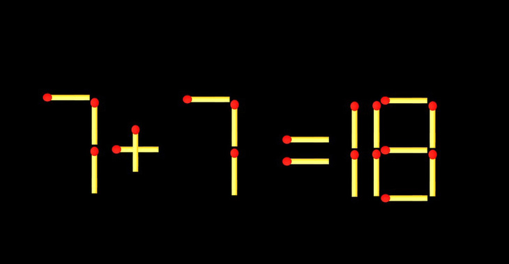 Thử tài IQ: Di chuyển một que diêm để 7+7=18 thành phép tính đúng - Ảnh 1.