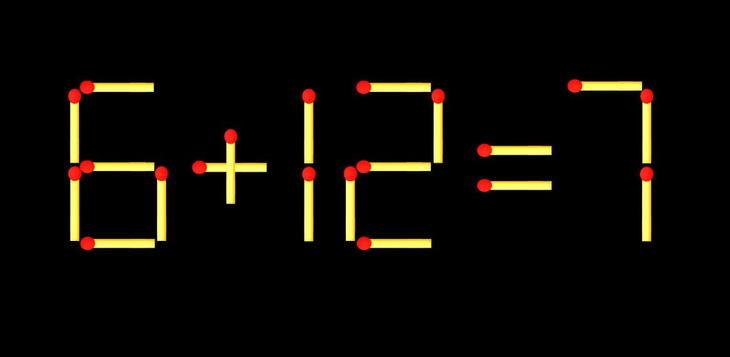 Thử tài IQ: Di chuyển một que diêm để 6+12=7 thành phép tính đúng - Ảnh 1.