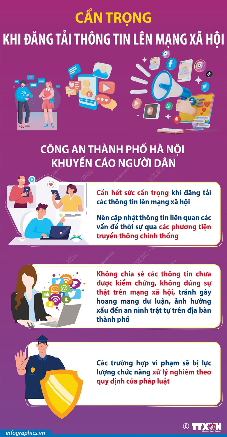 Infographic cảnh báo cẩn trọng đăng tải tin trên mạng  - Ảnh 1.