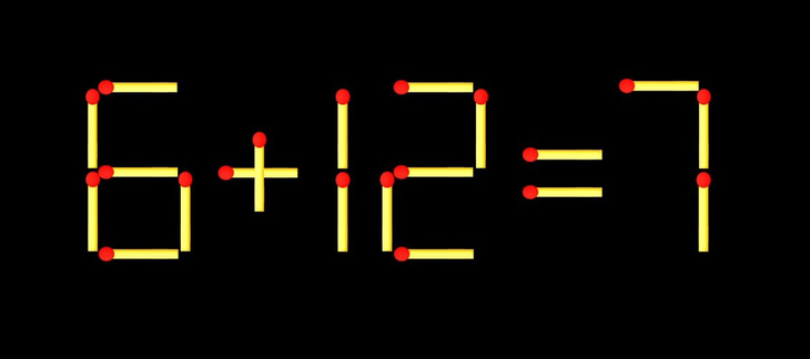 Thử tài IQ: Di chuyển một que diêm để 6+12=7 thành phép tính đúng - Ảnh 1.