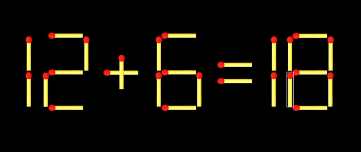 Thử tài IQ: Di chuyển một que diêm để 6+12=7 thành phép tính đúng - Ảnh 1.