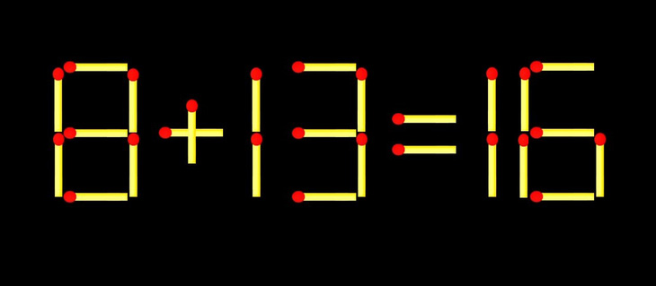 Thử tài IQ: Di chuyển một que diêm để 8+13=16 thành phép tính đúng - Ảnh 1.