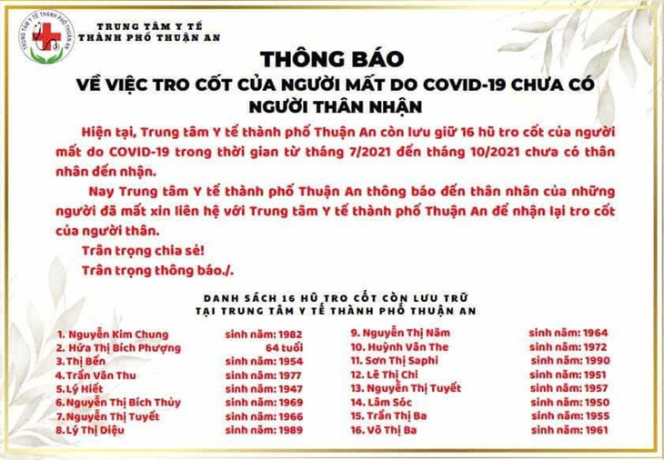 “16 người mất do COVID-19 sẽ được hỗ trợ miễn phí khi nhận tro cốt” - Ảnh 2.