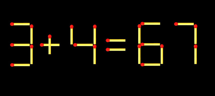 Thử tài IQ: Di chuyển một que diêm để 3+4=67 thành phép tính đúng - Ảnh 1.