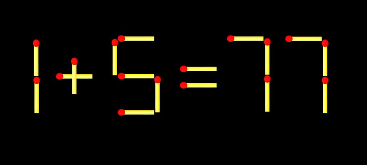 Thử tài IQ: Di chuyển một que diêm để 1+5=77 thành phép tính đúng - Ảnh 1.