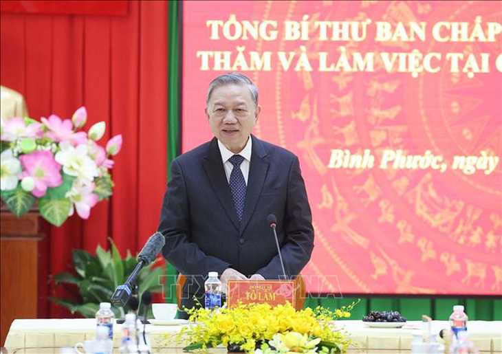 Tổng Bí thư Tô Lâm thăm và làm việc tại Công an tỉnh Bình Phước - Ảnh 1.