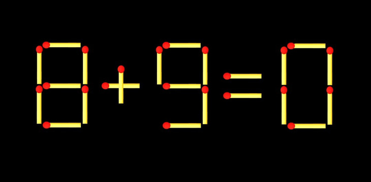 Thử tài IQ: Di chuyển một que diêm để 8+9=0 thành phép tính đúng - Ảnh 1.