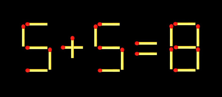 Thử tài IQ: Di chuyển một que diêm để 5+5=8 thành phép tính đúng - Ảnh 1.