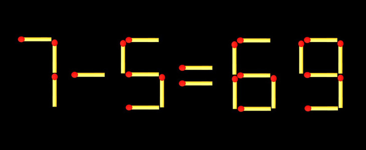 Thử tài IQ: Di chuyển một que diêm để 7-5=69 thành phép tính đúng - Ảnh 1.