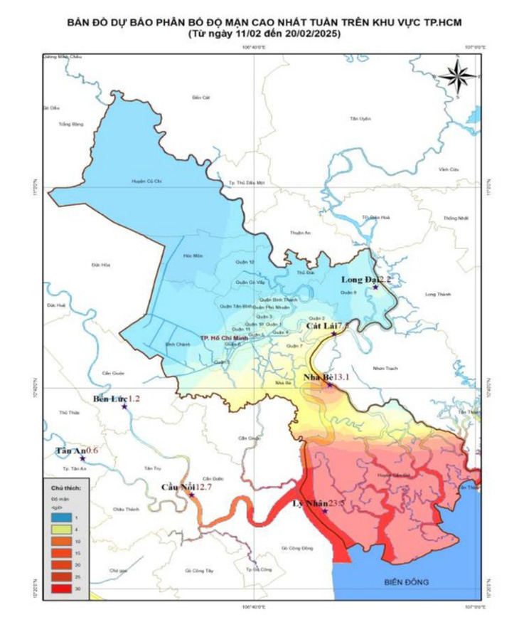 TP.HCM: Mặn vượt ngưỡng đang lấn sâu 72km, Cát Lái, Nhà Bè bị ảnh hưởng nặng - Ảnh 1.