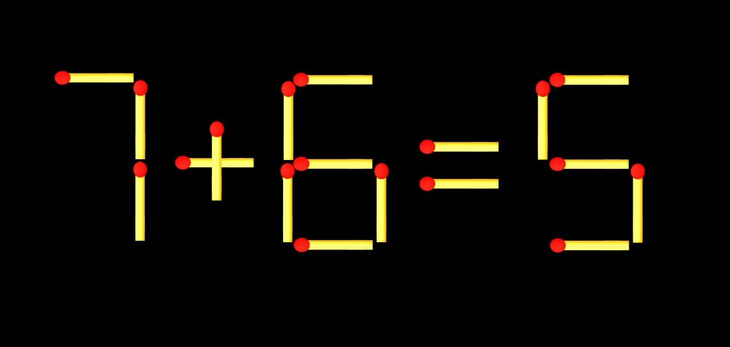 Thử tài IQ: Di chuyển một que diêm để 7+6=5 thành phép tính đúng - Ảnh 1.