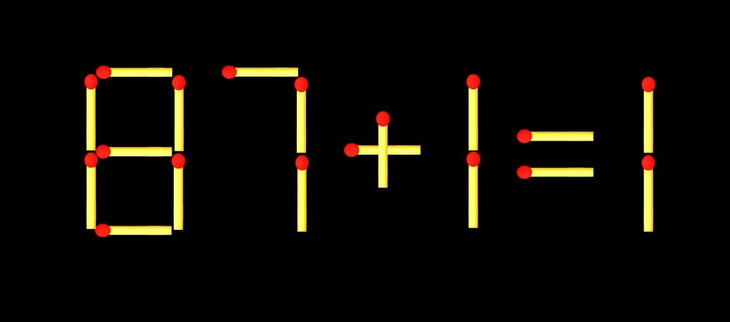 Thử tài IQ: Di chuyển một que diêm để 87+1=1 thành phép tính đúng - Ảnh 1.