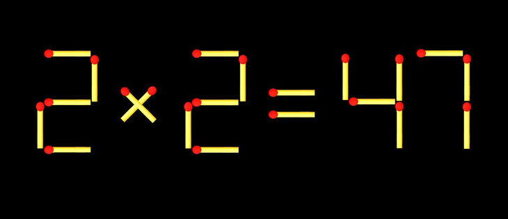 Thử tài IQ: Di chuyển một que diêm để 2x2=47 thành phép tính đúng - Ảnh 1.